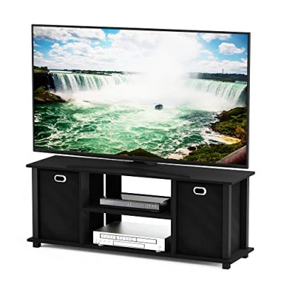 Image of FURINNO TV Entertainment Center, 13054BK/BK, Black/Black, one size, 105.92 (W) x 40.13 (H) 29.72 (D) cm