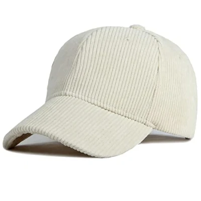 Image of XRDSS Unisex Corduroy Baseball Cap Adjustable Classic Sports Hat Outdoor Solid Caps (Beige)
