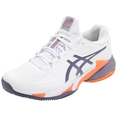 Image of Asics court FF 3 Clay tennis shoes, Men&#039;s, Size: 11, White/greyish purple shoes