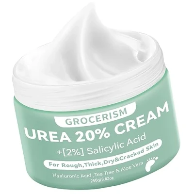 Image of Urea Cream 20 Percent for Feet Plus 2% Salicylic Acid 8.82 oz Foot and Hand Maximum Strength with Hyaluronic Acid, Tea Tree,and Aloe Vera Deep Moisturizes, Callus Remover Soften