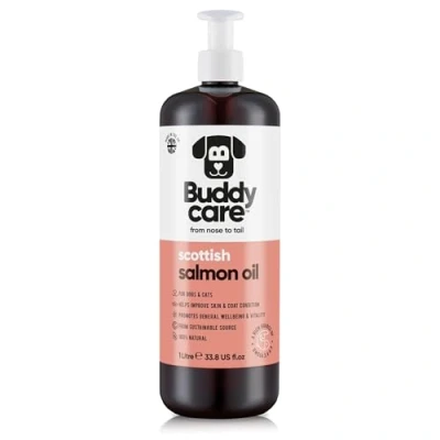 Image of Buddycare Scottish Salmon Oil 1L Natural Supplement for Dogs &amp; Cats Rich in Omega 3 Fatty Acids a Healthy Coat and Skin