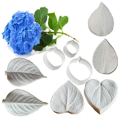 Image of Hydrangea Leaf Petal Veiner &amp; Cutter Sets Stainless Steel Flower Silicone Fondant Gumpaste Mould 3D Sugar Decor Moulds Cookie Cutters DIY Sugarcraft Cake Decorating Tools Bakeware