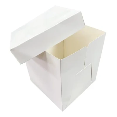 Image of LARRYROO Tall White Cake Box Extra Deep, Ideal for High Celebration, Wedding, Birthday Cakes 12&quot; x (5)