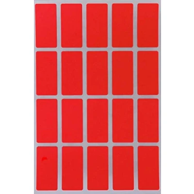 Image of Royal Green Colored Rectangular Stickers in Neon Red (40mm x 19mm) 4 cm 1.9 1000 Pack