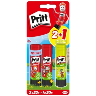 Image of Pritt PBS2D Glue Sticks Plus One Coloured Stick, 20 g