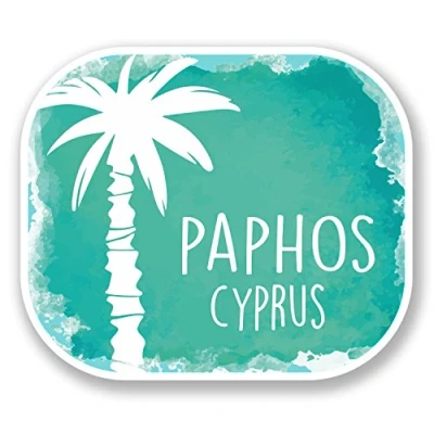 Image of 2 x 10cm Paphos Cyprus Vinyl Sticker Decal Luggage Travel Laptop Tag Car #6504 (10cm Wide 8.5cm Tall)