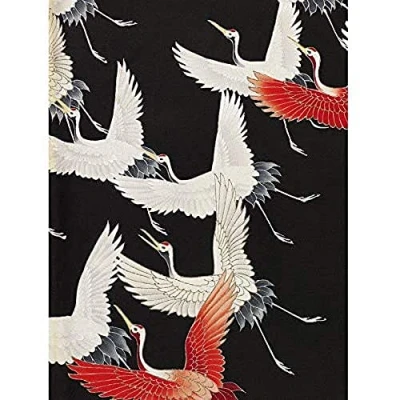 Image of Wee Blue Coo Japanese Crane Kimono Pattern Unframed Art Print Poster Wall Decor 12X16 Inch