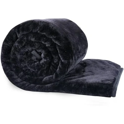 Image of Luxury Super Soft Faux Fur Mink Throw Warm Fleece Sofa Bed Blanket Single Double King (Black, 125 x 152cm)