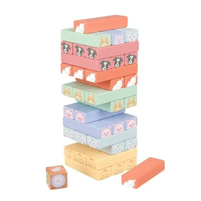 Image of Orange Tree Toys Farmyard Animal Wooden Tumbling Tower
