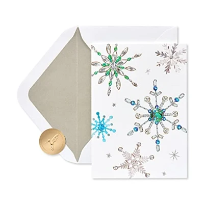 Image of Papyrus Holiday Cards Boxed with Envelopes, Warmest Wishes, Snowflakes (14 Count)