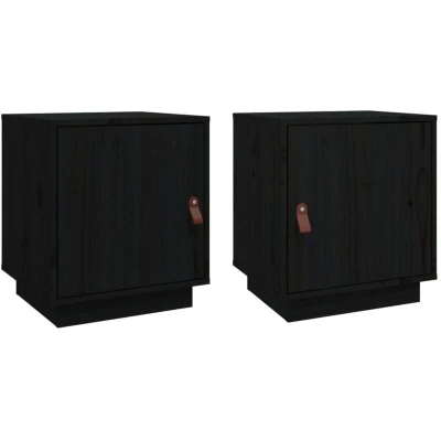 Image of vidaXL Bedside Cabinets 2 pcs Black 40x34x45 cm Solid Wood Pine