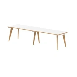 Image of Oslo 1400mm Single Row 2 Person Desk White Top Wood Edge Frame
