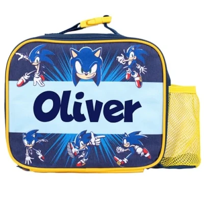 Image of SONIC THE HEDGEHOG Personalised Kids Lunch Bag Insulated School for Children Thermal Box Boys Blue