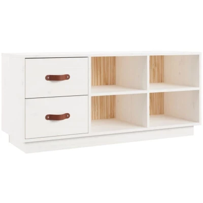 Image of vidaXL Shoe Bench White 100x34x45 cm Solid Wood Pine