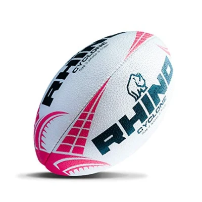 Image of Rhino Cyclone Rugby Ball White/Red Size 3