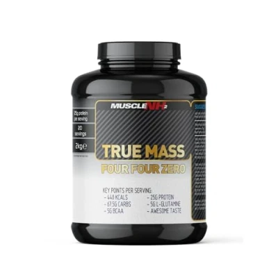 Image of MuscleNh2 True Mass Four Zero Gainer Protein Powder, High Calories and Protein, with Glutamine BCAAs, Chocolate Flavour, 2kg, 25 Servings (Pack of 1)…