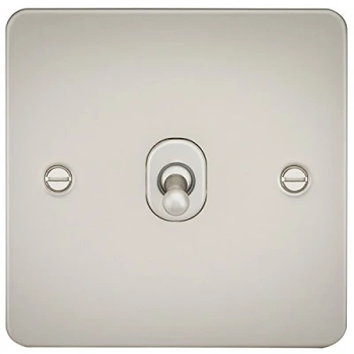 Image of KnightsBridge Flat Plate 10AX 1G Intermediate Toggle Switch Pearl