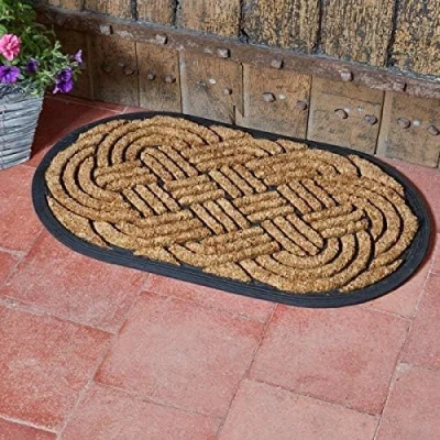 Image of HomeZone Plain Decoir Doormat Door Mat Natural Look Slip Resistant PVC Backing Safe Anti Indoor Outdoor Use (Celtic Knot Oval)
