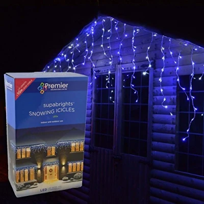 Image of Premier 360 LED Outdoor Snowing Icicle Lights Blue