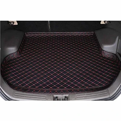 Image of Tailored Leather Boot Liner Mats for Porsche Boxster 981 2004 2017, Custom Waterproof Non slip Car Rear Trunk Mat Pad Protector Guard Tray with Raised Edges,E/BlackRed