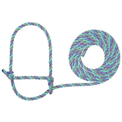 Image of Weaver Leather Livestock Cattle Rope Halter Gray/Lavender/Mint, 7&#039;