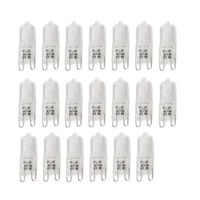 Image of ShuoHui Pack of 20 HaloPin Halogen Socket Bulbs, G9 Base, Dimmable, 40 Watt, Replacement for 35 Beam Angle, Warm White 2700 K Frosted
