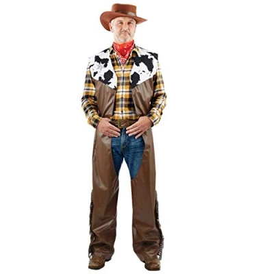 Image of Fun Shack Cowboy Costume men, Chaps for Fancy Dress Adult Mens Outfit One Size