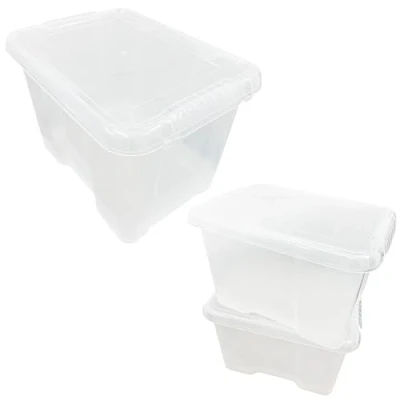 Image of STAR SUPPLIES 24 Litre Large Clear Home Office Organising See Through Transparent Stackable Storage Containers With Lids (5)