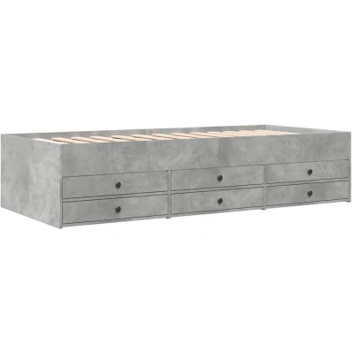 Image of vidaXL Daybed with Drawers Sofa/Bed Combo in Concrete Grey, Engineered Wood, 75x190 cm, Modern Bedroom Furniture Storage