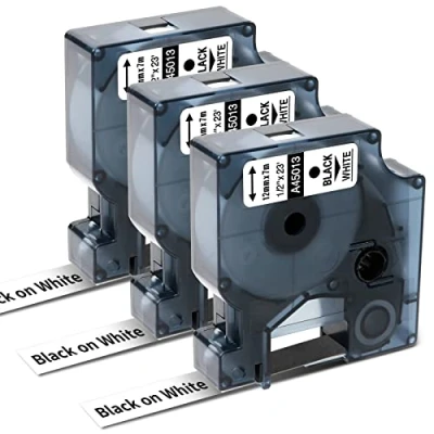 Image of Oozmas a45013 Compatible with Dymo Label Manager 160 Tape Replacement for D1 45013 s0720530 12mm x 7m Black on White, LabelManager 210D 360D 420P 450D