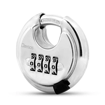 Image of DAYGOS Heavy Duty Combination Padlock Outdoor Stainless Steel Disc Lock, Weatherproof Lock for Gate, Shed, Garage, Locker(Silver, 1pcs)