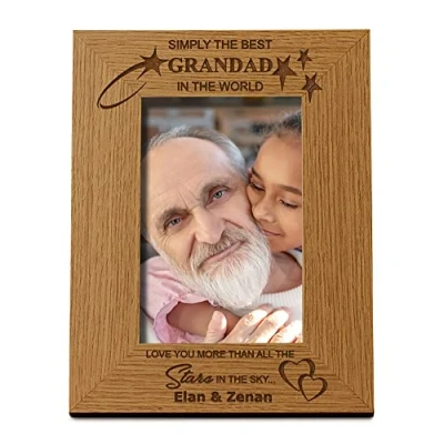 Image of ukgiftstoreonline Personalised Best Grandad Portrait Wooden Photo Frame Gift (8 x 10 Inch)