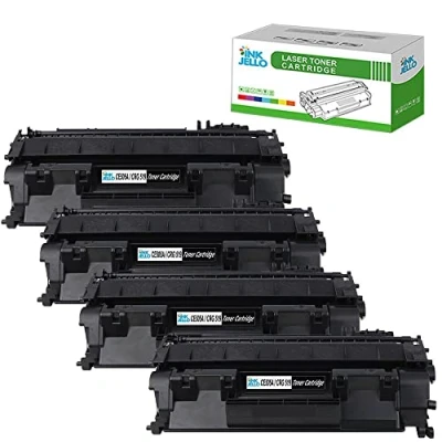 Image of InkJello Toner Cartridge For Printer, Compatibile with HP LaserJet P2030 P2035 P2035n P2055 P2055d P2055dn P2055x CE505A CRG 519 (Black, 4 Pack)
