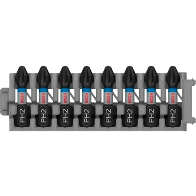 Image of Bosch Professional 8 Piece Screwdriver Bit Set Phillips (Impact Control, PH2 Bits, Length 25 mm, Pick and Click)