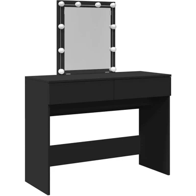 Image of vidaXL Dressing Table with LED Black 100x40x130 cm
