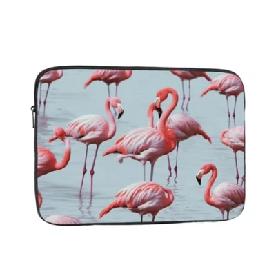 Image of Pink Flamingos Printed Laptop Sleeve Protective Case 15 Inch For Ultimate Protection Tablet Briefcase Bag