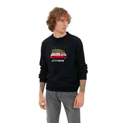 Image of Trendyol Man Regular Basic High Neck Knitwear Sweater Indigo