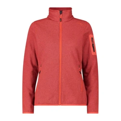 Image of CMP Women&#039;s Knit tech Jacket 3h14746 Fleece Jacket, Red Fluo Poppy Anthracite, 48