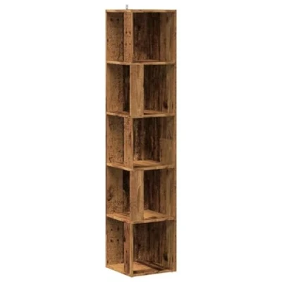 Image of vidaXL engineered wood brown corner cabinet 33x33x165 cm for living room/bedroom/office ample storage space, space saving design