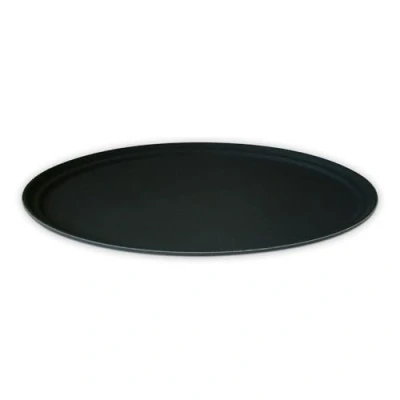 Image of We Can Source It Ltd Round Non Slip Black Bar Tray Serving Waiters Grip Tread 14&quot; (35.5cm)