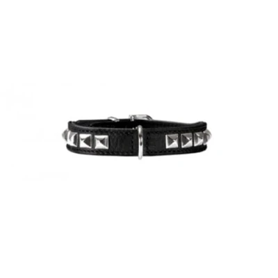 Image of HUNTER Rocky Petit Nickel Collar, 27/20 X 24 cm, Small, Nappa Black