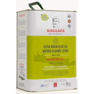 Image of Olive Oil 3L from Crete, Greece &#039;Nikolaos&#039; Premium Quality Low Acidity, Cold Pressed, Extra Virgin, Rich in Polyphenols, Expiry Date: 05/2026. **New Harvest 2024/2025.**