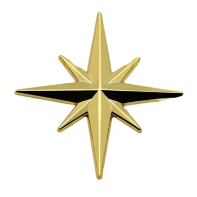 Image of 3D Chrome Metal Compass Octagonal Star Car Emblem Trunk Badge Decal Sticker (Gold)