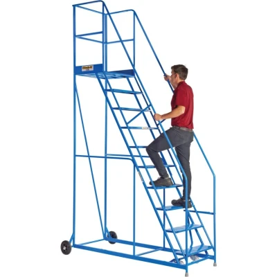 Image of Climb It Warehouse Safety Steps 600mm Platform 9 Tread Blue AHWS09BL