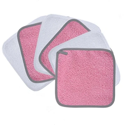 Image of Polyte Premium Hypoallergenic Chemical Free Microfibre Makeup Remover and Facial Cleansing Cloth 6 Pack (20x20 cm, Pink/White)