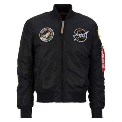 Image of Alpha Industries Men&#039;s MA 1 VF NASA Bomber Jacket, Black/Lilac, XXL