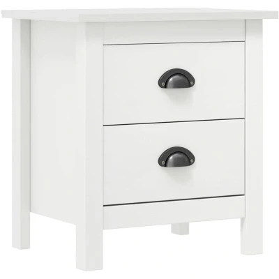Image of vidaXL Bedside Cabinet Hill White 46x35x49.5 cm Solid Pine Wood