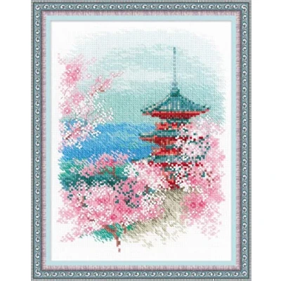 Image of RIOLIS Cross Stitch Kit 1743 Sakura Pagoda