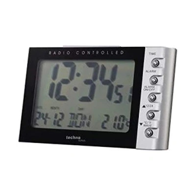 Image of TECHNOLINE WT 188 Black Radio Controlled Clock, Plastic,