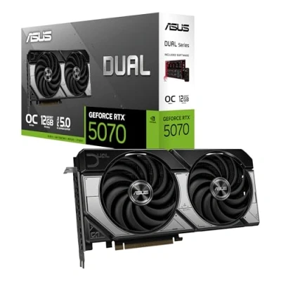 Image of ASUS DUAL NVIDIA GeForce RTX 5070 OC Edition, 12GB GDDR7, 192 Bit, PCIe 5.0, 2 Axial Tech Fans, 1 HDMI 2.1, 3 DisplayPort GPU Tweak III, White, RTX5070 O12G